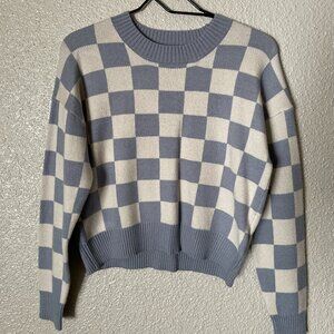 NWT Super Soft Light Blue Checkered Sweater - XS